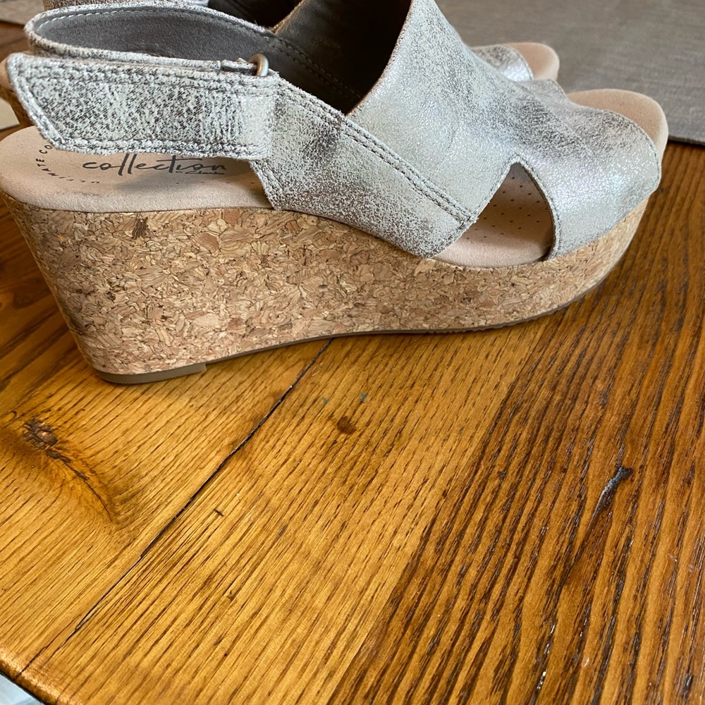 Clarks cork and leather sandals, nwt